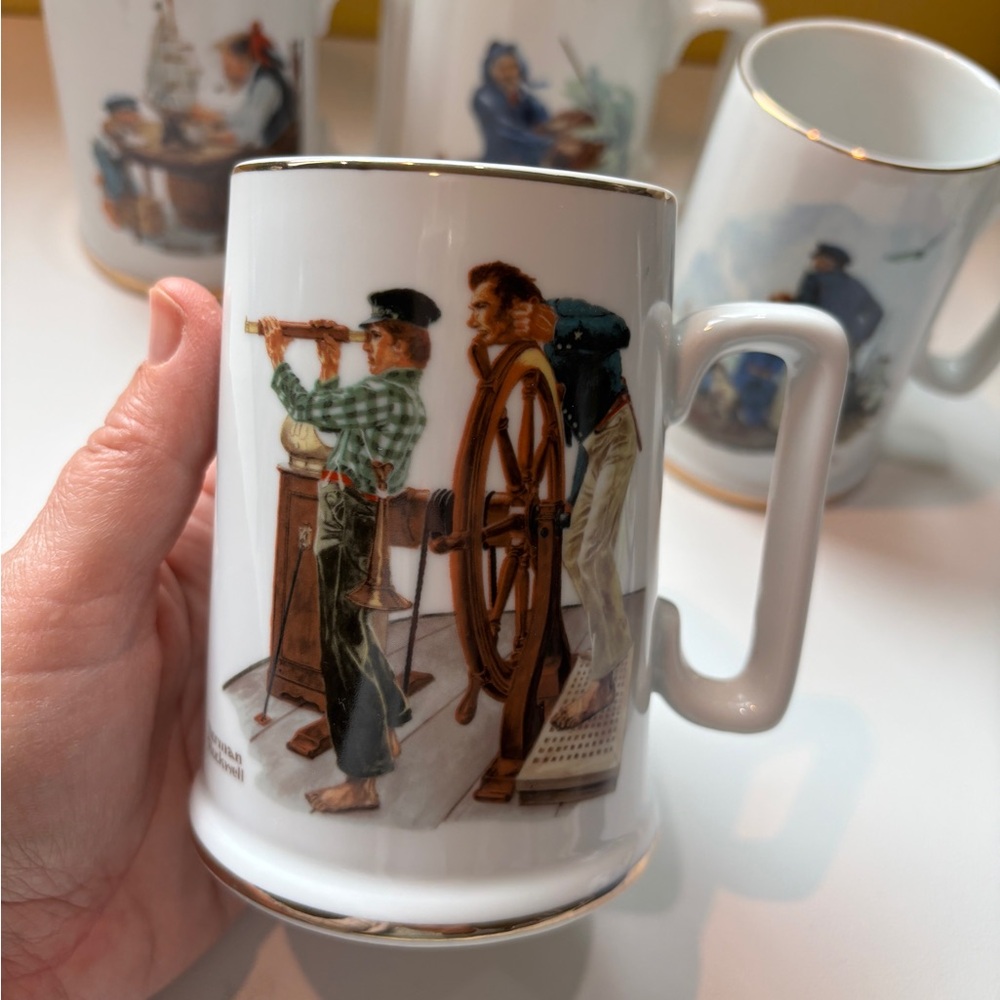 Norman Rockwell Seafarers Tankards Collection 1985 Set of 4
